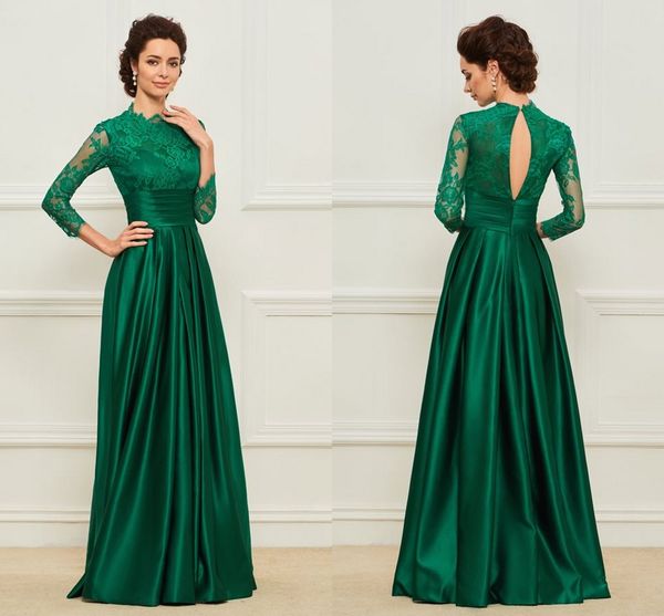 discount emerald green 2019 mother of the bride groom dresses high neck long lace sleeves satin ruched new mother evening prom dress, Black;red
discount emerald green 2019 mother of the bride groom dresses high neck long lace sleeves satin ruched new mother evening prom dress, Black;red