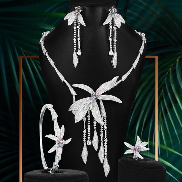 godki 4pcs fashion flowers african jewelry sets for women wedding party cubic zirconia dubai bridal jewelry 2020, Silver
godki 4pcs fashion flowers african jewelry sets for women wedding party cubic zirconia dubai bridal jewelry 2020, Silver