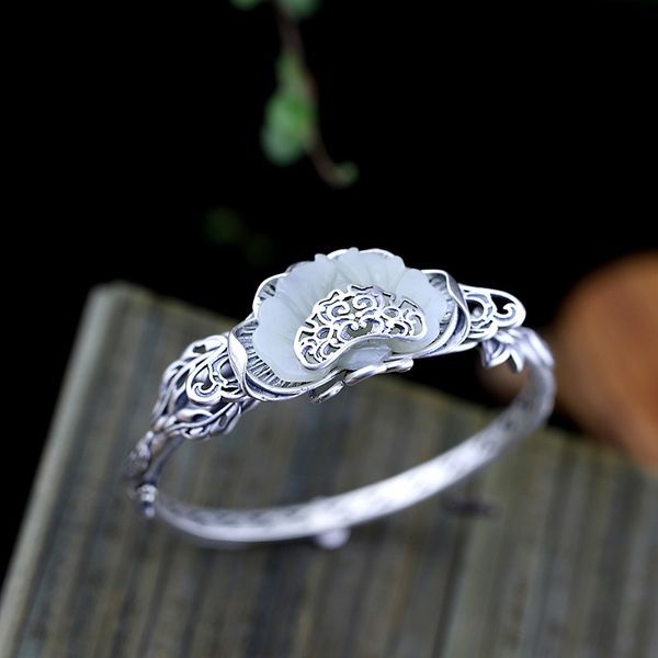 guaranteed 925 sterling silver women cuff bracelets bangle big jade flowers engraved antique retro ethnic bangles, Golden;silver
guaranteed 925 sterling silver women cuff bracelets bangle big jade flowers engraved antique retro ethnic bangles, Golden;silver