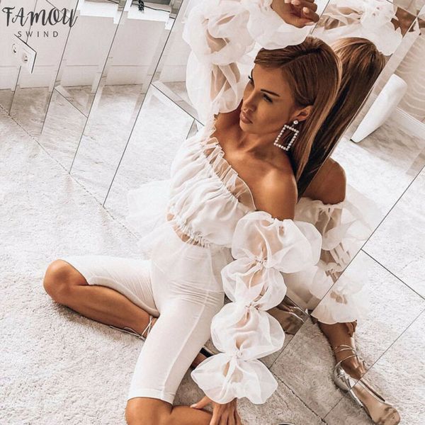 new women 2020 off shoulder ruffles organza blouses long puff sleeve sheer crop shirt off shoulder short blouse, White
new women 2020 off shoulder ruffles organza blouses long puff sleeve sheer crop shirt off shoulder short blouse, White