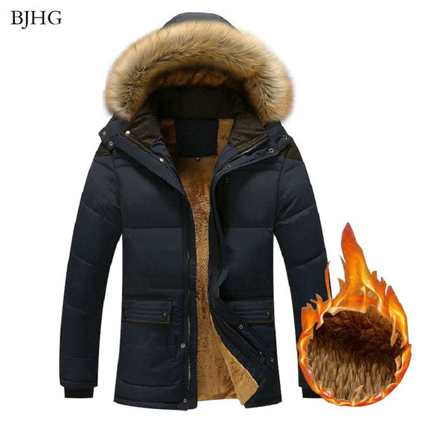 bjhg 2020 new men parka warm winter jacket man fleece thick hooded fur collar winter coats windbreak outwear male, Black
bjhg 2020 new men parka warm winter jacket man fleece thick hooded fur collar winter coats windbreak outwear male, Black