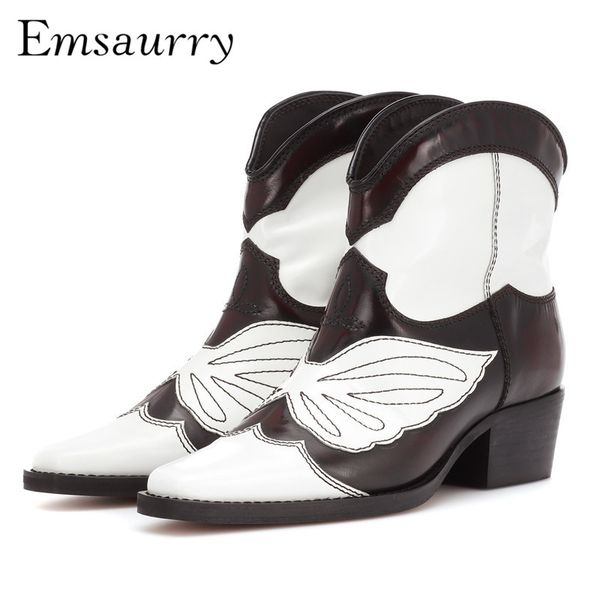 brogue style mid calf boots for women square heel square toe mixed color sewing knight boots fashion runway botas mujer, Black
brogue style mid calf boots for women square heel square toe mixed color sewing knight boots fashion runway botas mujer, Black