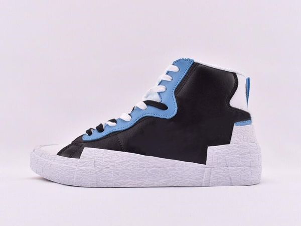 high version sacai blazer mid black university blue sail white man athletic designer shoes ship with double box