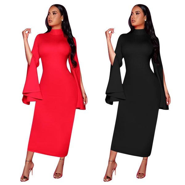 2020 women spring midi bodycon dress full irregular flare sleeve o-neck solid color sheath mid-calf dresses night club party dress, Black;gray
2020 women spring midi bodycon dress full irregular flare sleeve o-neck solid color sheath mid-calf dresses night club party dress, Black;gray