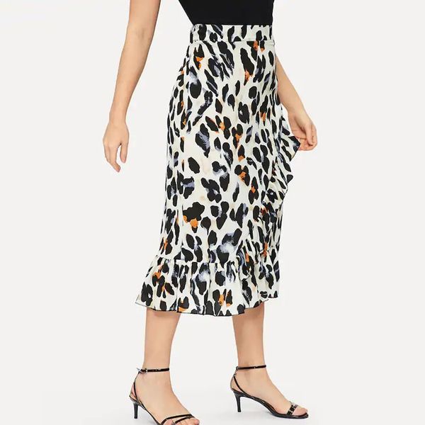 leopard printed women's casual skirt summer ruffle ruched cross hem back zipper long skirts office ladies casual skirt plus size, Black
leopard printed women's casual skirt summer ruffle ruched cross hem back zipper long skirts office ladies casual skirt plus size, Black