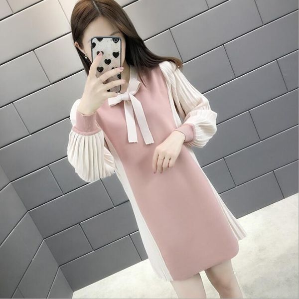

women cute knitted pink long sweater dress korean style winter thick pullover sweaters pull femme fall jumpers q9260, White;black