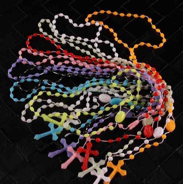 catholic rosary necklace plastic rosary religious jewelry jesus cross crucifix pendant necklaces night lumious necklace drop shipping, Silver 
catholic rosary necklace plastic rosary religious jewelry jesus cross crucifix pendant necklaces night lumious necklace drop shipping, Silver