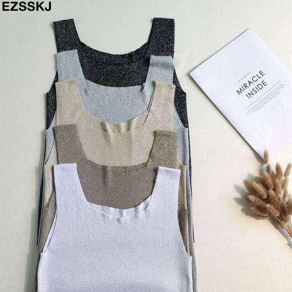 2019 bling summer glitter knit tank women girls camisole shiny o-neck shiny sleeveless t shirt female lurex camis, White
2019 bling summer glitter knit tank women girls camisole shiny o-neck shiny sleeveless t shirt female lurex camis, White