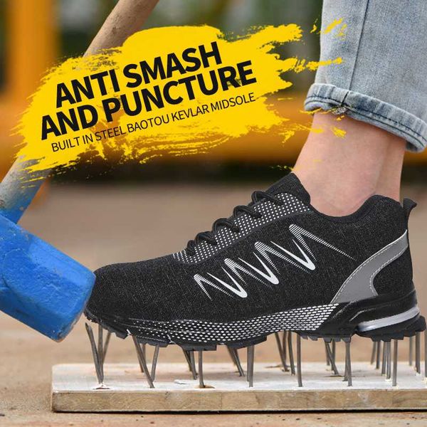 lightweight safety shoes men steel toe anti- anti-piercing breathable wear-resistance work excellent grip sneakers, Black
lightweight safety shoes men steel toe anti- anti-piercing breathable wear-resistance work excellent grip sneakers, Black