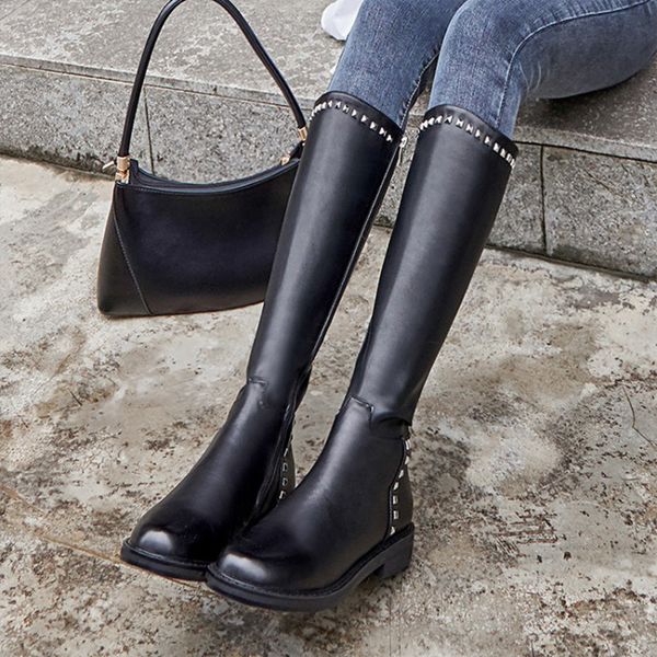 botas mujer 2019 casual rivets shoes women knee high boots real leather fashion brand new ladies footware long boots black
botas mujer 2019 casual rivets shoes women knee high boots real leather fashion brand new ladies footware long boots black
