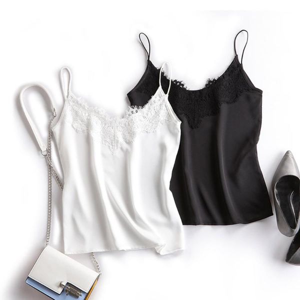 with lace silk cami for women spaghetti strap tank ladies summer white camisole basic s-xxl 2020, Black;white
with lace silk cami for women spaghetti strap tank ladies summer white camisole basic s-xxl 2020, Black;white