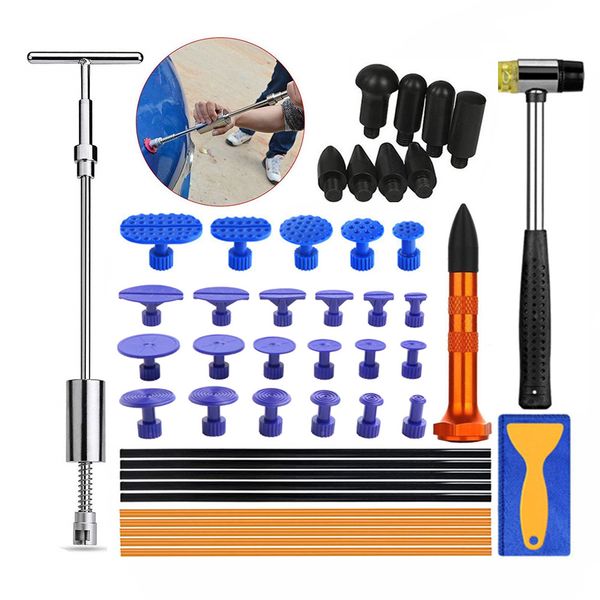 

pdr tools paintless dent repair kit auto body dent dings removal slide hammer puller tabs tap down 8 heads car hail repair