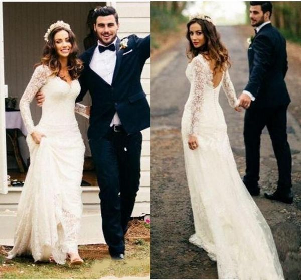 bohemian full lace sheath wedding dresses 2020 long sleeves v neck country bridal gowns open back sweep train vestidos de novia al4676, White
bohemian full lace sheath wedding dresses 2020 long sleeves v neck country bridal gowns open back sweep train vestidos de novia al4676, White