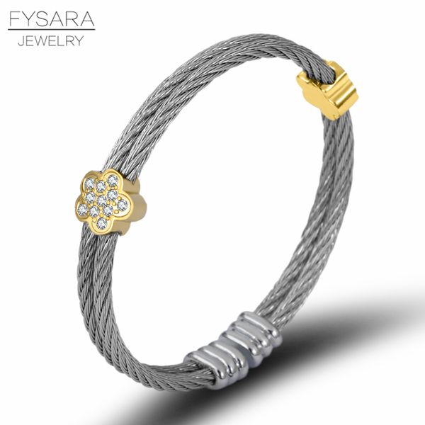 fysara female charm cable wire bracelets women party flower crystals twist pulseiras stainless steel wedding jewelry, Black
fysara female charm cable wire bracelets women party flower crystals twist pulseiras stainless steel wedding jewelry, Black