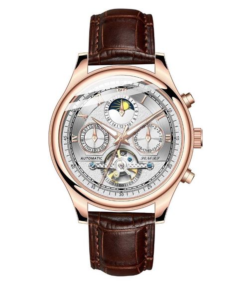 men watches automatic black watch men stainless steel waterproof business sport mechanical wristwatch, Slivery;brown
men watches automatic black watch men stainless steel waterproof business sport mechanical wristwatch, Slivery;brown