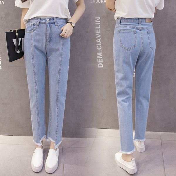 2017 autumn clothing women's dress korean-style high-waisted loose-fit irregular flash straight-leg pants slimming capri pan, Blue
2017 autumn clothing women's dress korean-style high-waisted loose-fit irregular flash straight-leg pants slimming capri pan, Blue
