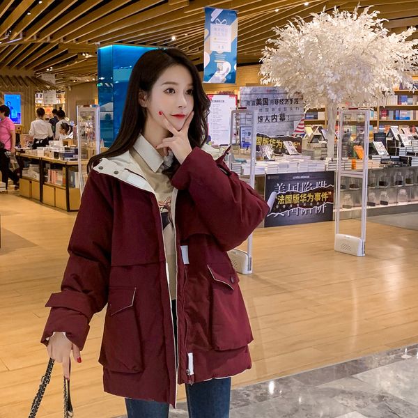 tooling down cotton jacket women mid long loose parkas 2019 new winter women cotton outerwear large size thick warm coat ttt196, Tan;black