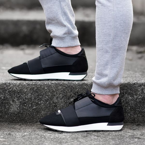 fashion race runner sneakers men women casual shoes genuine leather mesh pointed toe shoes outdoors trainers with box us5-11, Black
fashion race runner sneakers men women casual shoes genuine leather mesh pointed toe shoes outdoors trainers with box us5-11, Black