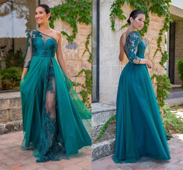 vintage dark green lace appliqued a-line prom dress eleagnt one shoulder evening gown luxury long sleeves formal party bridesmaid dresses, Black
vintage dark green lace appliqued a-line prom dress eleagnt one shoulder evening gown luxury long sleeves formal party bridesmaid dresses, Black