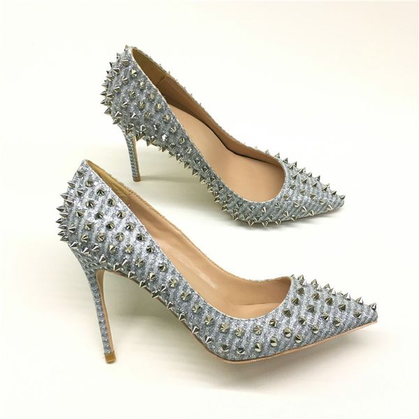 2019 fashion women lady silver spikes glitter rivet poined toes high heels shoes wedding pumps wedding shoes 12cm 10cm, Black
2019 fashion women lady silver spikes glitter rivet poined toes high heels shoes wedding pumps wedding shoes 12cm 10cm, Black