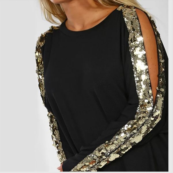 2019 women's hollow long sleeve dovetail t-shirt 2019 women's hollow long sleeve sequins sequins dovetail t-shirt, White
2019 women's hollow long sleeve dovetail t-shirt 2019 women's hollow long sleeve sequins sequins dovetail t-shirt, White