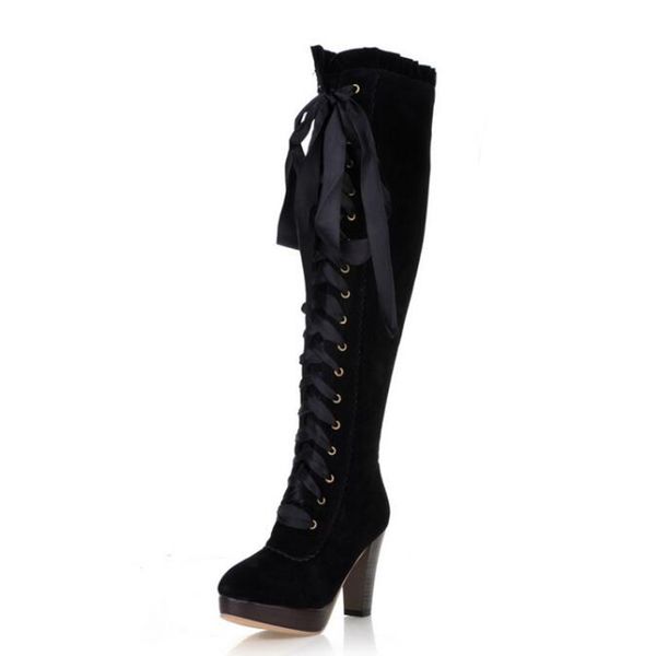Fashion Knee High Boots British Women High Heeled Riding Knight Boots Fall Winter Lace Up Women Shoes, Black
Fashion Knee High Boots British Women High Heeled Riding Knight Boots Fall Winter Lace Up Women Shoes, Black