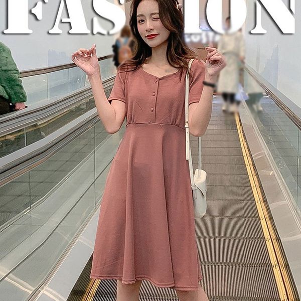 casual dresses fashion women summer high waist knee-length short sleeve female dress lady korean style button office, Black;gray
casual dresses fashion women summer high waist knee-length short sleeve female dress lady korean style button office, Black;gray