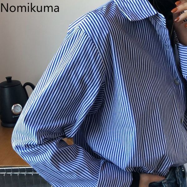 nomikuma spring new arrival loose striped shirts women single breasted long sleeve fashion loose blouse blusas mujer 3a006, White
nomikuma spring new arrival loose striped shirts women single breasted long sleeve fashion loose blouse blusas mujer 3a006, White