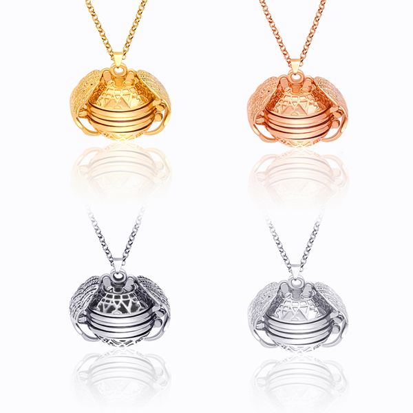 new fashion retro style can open pendant multi-layered wings p box p gold necklace for love confession gift, Silver
new fashion retro style can open pendant multi-layered wings p box p gold necklace for love confession gift, Silver