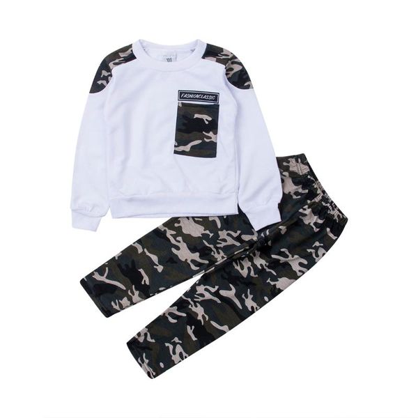 2-9y малыш дети baby boy одежда set карманная пуловер tops камо pant 2pcs эпикировка tracksuit длинным рукавом костюмы, White
2-9y малыш дети baby boy одежда set карманная пуловер tops камо pant 2pcs эпикировка tracksuit длинным рукавом костюмы, White