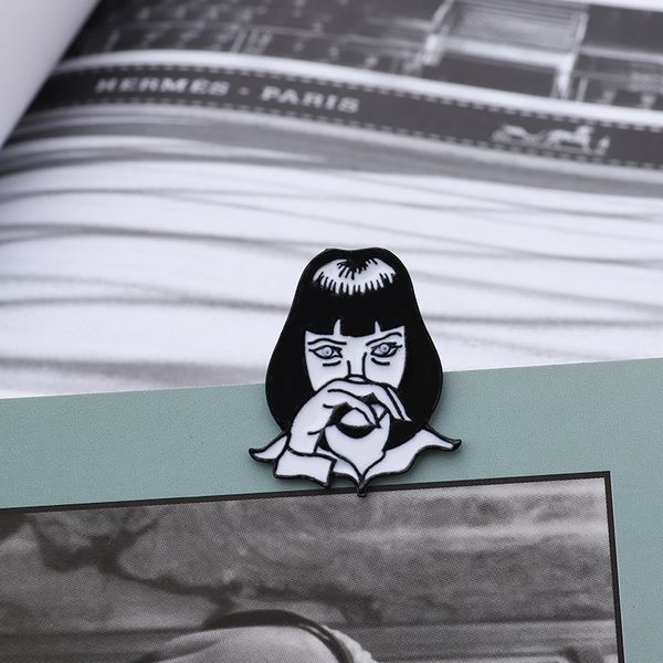 short hair cool girl metal enamel black brooch wipe nose cool expression badge pin charm trendy movie commemorative jewelry gift, Gray
short hair cool girl metal enamel black brooch wipe nose cool expression badge pin charm trendy movie commemorative jewelry gift, Gray