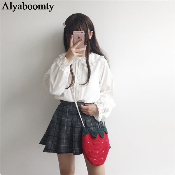 japanese lolita style spring autumn women blouse peter pan collar white black pink cute blusas lantern sleeve kawaii girl's top
japanese lolita style spring autumn women blouse peter pan collar white black pink cute blusas lantern sleeve kawaii girl's top