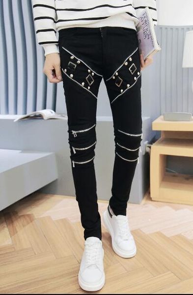 2018 new arrival spring fashion mens punk skinny pants for man cool cotton casual pants zipper slim fit goth trousers, Black
2018 new arrival spring fashion mens punk skinny pants for man cool cotton casual pants zipper slim fit goth trousers, Black