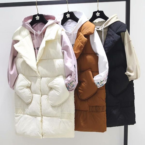 f6575-korean-style women's wear 2019 autumn & winter new style suit collar hands pocket cotton vest coat women's, Blue;black
f6575-korean-style women's wear 2019 autumn & winter new style suit collar hands pocket cotton vest coat women's, Blue;black