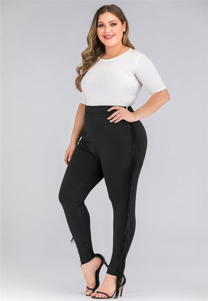 4xl women leggings fashion designer female capris with tassel casual skinny ladies pencil pants, Black
4xl women leggings fashion designer female capris with tassel casual skinny ladies pencil pants, Black
