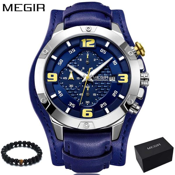 megir mens watches top fashion blue leather quartz watch men waterproof sport wristwatch relojes hombre, Slivery;brown
megir mens watches top fashion blue leather quartz watch men waterproof sport wristwatch relojes hombre, Slivery;brown