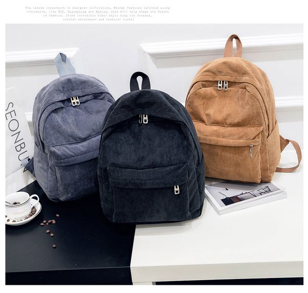 new corduroy women backpack pure color women travel bag fashion double backpack female bagpack pack design
new corduroy women backpack pure color women travel bag fashion double backpack female bagpack pack design