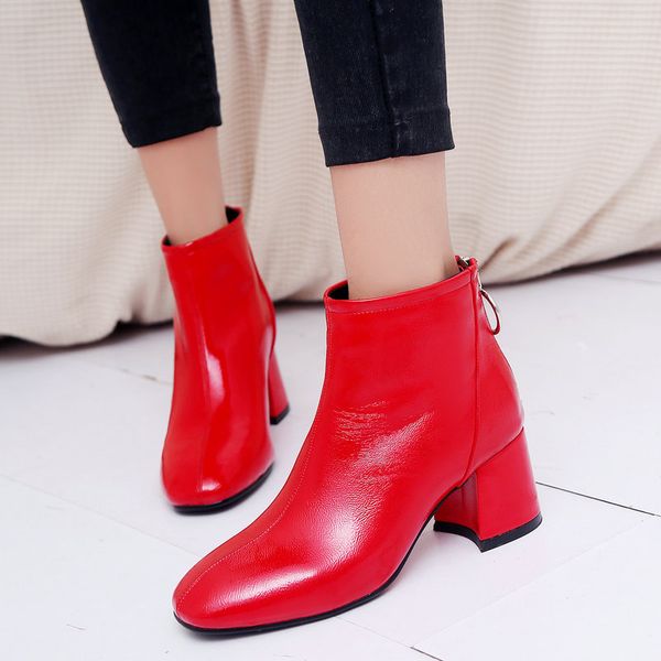 soft patent leather winter ankle boots for women block high heel boots fashion zip square toe ladies zipper red black wine
soft patent leather winter ankle boots for women block high heel boots fashion zip square toe ladies zipper red black wine