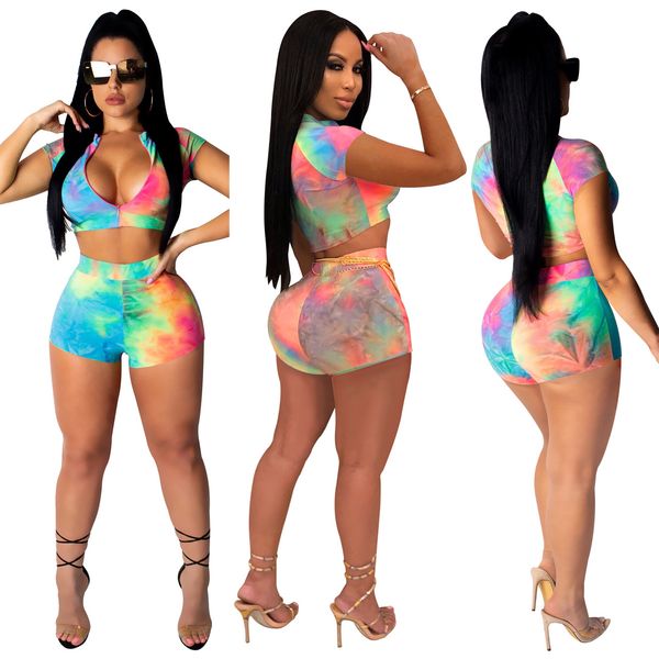 tie dye two piece shorts set women tracksuits summer print zipper sports outfits short sleeve crop shorts sets jogger suit multi, Gray
tie dye two piece shorts set women tracksuits summer print zipper sports outfits short sleeve crop shorts sets jogger suit multi, Gray