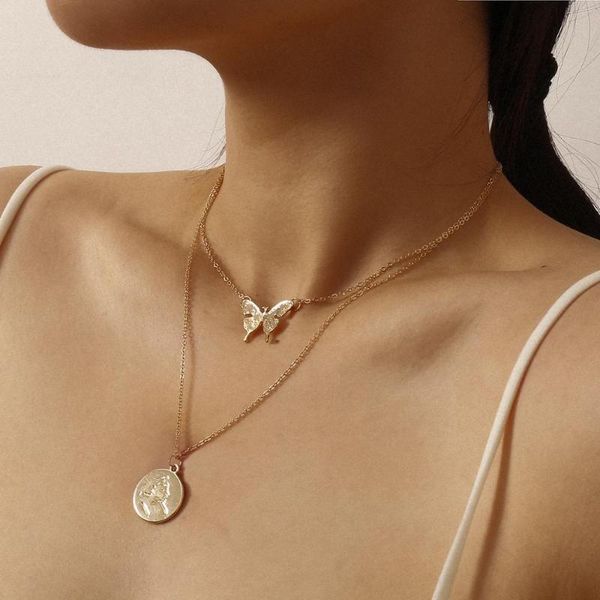 2020 cute animal butterfly clavicle chain jewelry for women portrait coin pendants necklaces egirl charms punk collier, Silver 
2020 cute animal butterfly clavicle chain jewelry for women portrait coin pendants necklaces egirl charms punk collier, Silver