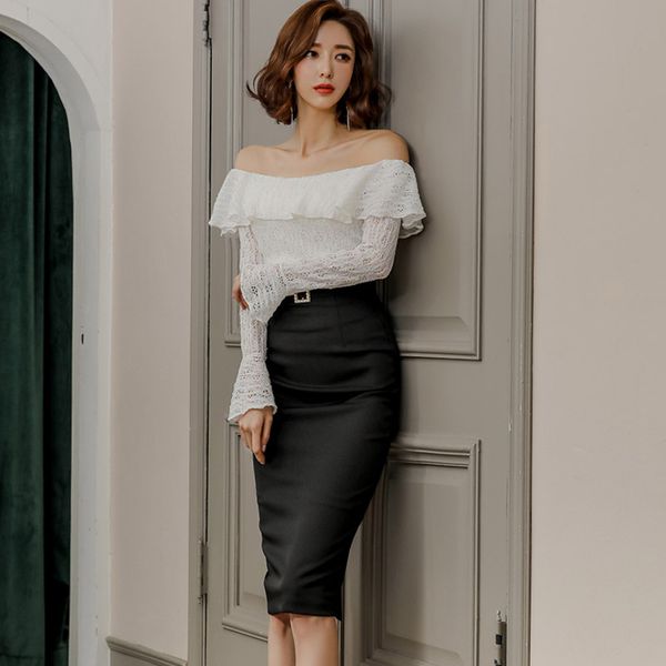 new 2020 party 2 piece women suit slash neck ruffles lace blouses & sheath bodycon pencil skirt set conjunto feminino, White
new 2020 party 2 piece women suit slash neck ruffles lace blouses & sheath bodycon pencil skirt set conjunto feminino, White