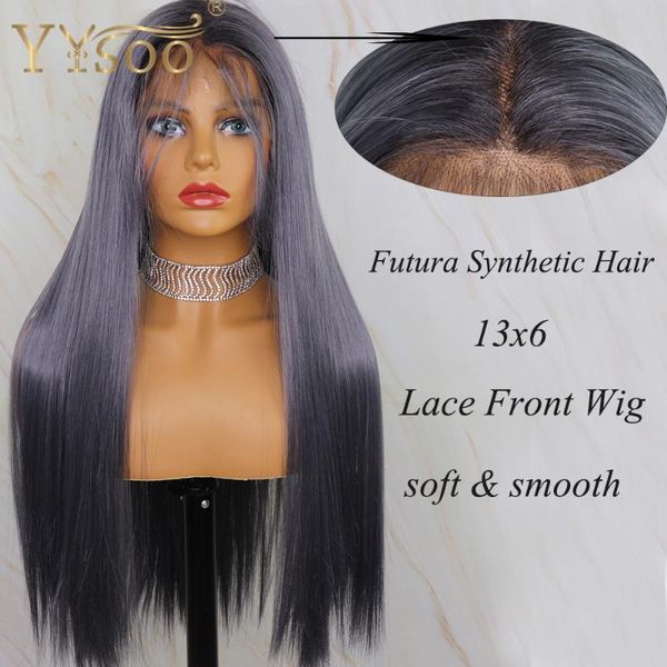 yysoo long silky straight grey purple futura synthetic lace front wigs for women13x6 glueless half hand tied wig with baby hair, Black
yysoo long silky straight grey purple futura synthetic lace front wigs for women13x6 glueless half hand tied wig with baby hair, Black