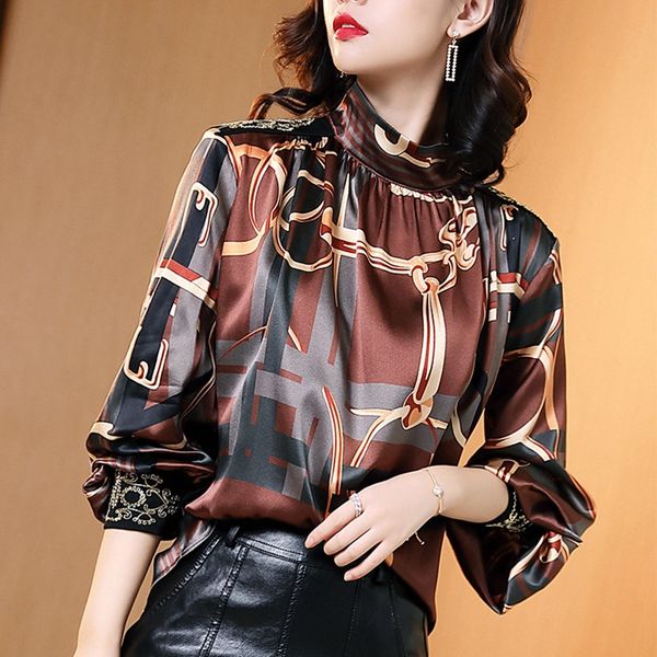 luxury ladies satin silk runway shirt plus size women long sleeve mock neck printed casual blouses slim elegant office designer shirts, White
luxury ladies satin silk runway shirt plus size women long sleeve mock neck printed casual blouses slim elegant office designer shirts, White