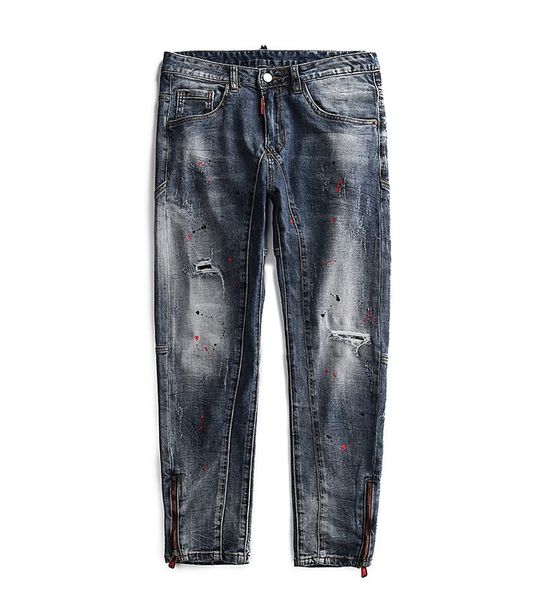 fashion mens designer jeans ripped distressed pencil jeans paint long denim striped jeans pants fashion trousers, Blue
fashion mens designer jeans ripped distressed pencil jeans paint long denim striped jeans pants fashion trousers, Blue