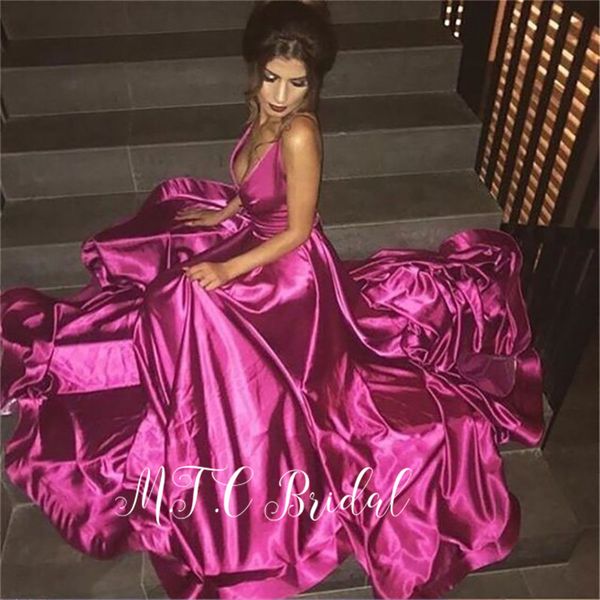 backless v neck purple evening dresses satin a line sweep train long prom gowns 2019 wedding party dress, White;black
backless v neck purple evening dresses satin a line sweep train long prom gowns 2019 wedding party dress, White;black