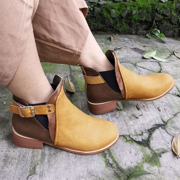 eillysevens fashion women square heels boots buckle strap mixed color short boot round toe women's boots fall fashion#g35, Black
eillysevens fashion women square heels boots buckle strap mixed color short boot round toe women's boots fall fashion#g35, Black