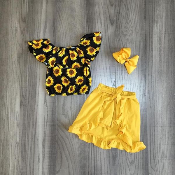 summer baby girls children clothes cotton sunflower mustard skirt set dress bow ruffles match bow, White
summer baby girls children clothes cotton sunflower mustard skirt set dress bow ruffles match bow, White