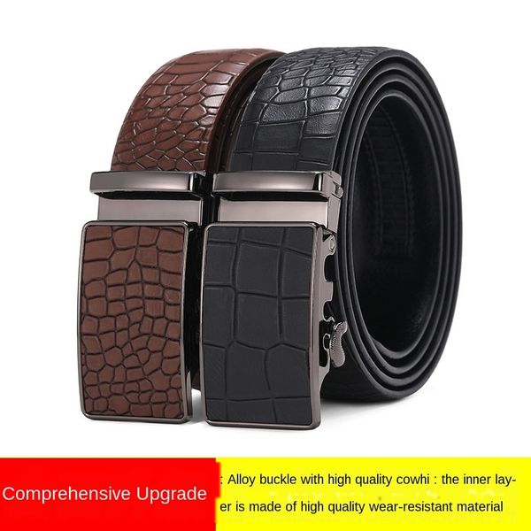 men's crocodile pattern automatic buckle business all-match genuine leather belt fast live straight belt, Black;brown
men's crocodile pattern automatic buckle business all-match genuine leather belt fast live straight belt, Black;brown
