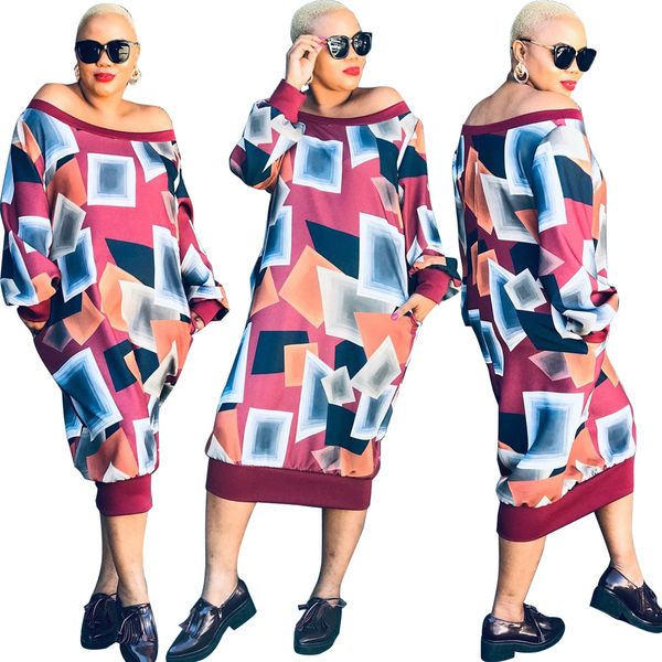 women boat neck long sleeves thicken colorful geometric print pockets casual club party loose long dress, White;black
women boat neck long sleeves thicken colorful geometric print pockets casual club party loose long dress, White;black