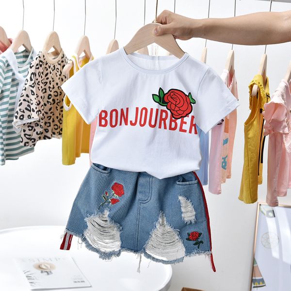 summer girls clothing sets fashion flower print short sleeve t-shirt denim shorts for girl kids clothes 2 3 4 5 6 y baby 2pcs, White
summer girls clothing sets fashion flower print short sleeve t-shirt denim shorts for girl kids clothes 2 3 4 5 6 y baby 2pcs, White